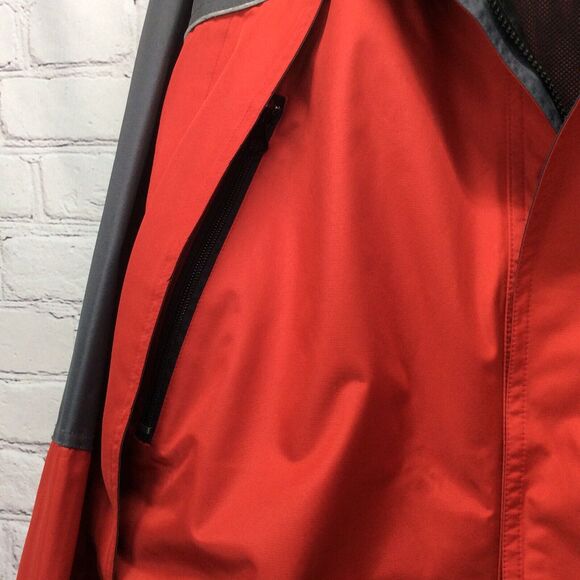 Rain Jacket/Coat Men's X-Large Red & Gray Zip Off Hood Full Zip Plus Hook & Loop - Picture 5 of 11